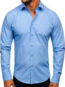 Camicia elegante a manica lunga da uomo celeste Bolf 6944