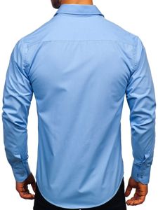 Camicia elegante a manica lunga da uomo celeste Bolf 6944