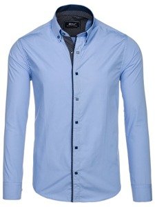 Camicia elegante a manica lunga da uomo celeste Bolf 7724