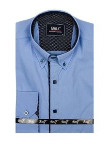 Camicia elegante a manica lunga da uomo celeste Bolf 7724