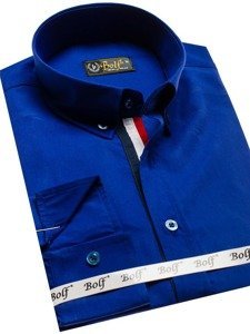 Camicia elegante a manica lunga da uomo cobalto Bolf 3713