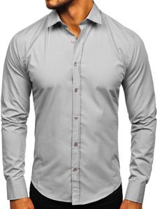 Camicia elegante a manica lunga da uomo grigia Bolf 1703