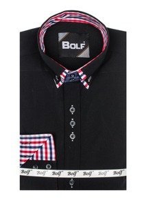 Camicia elegante a manica lunga da uomo nera Bolf 0926