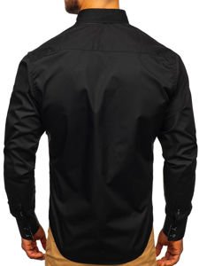 Camicia elegante a manica lunga da uomo nera Bolf 0926