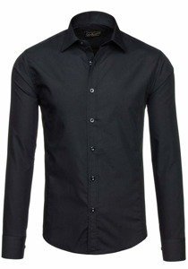 Camicia elegante a manica lunga da uomo nera Bolf 1703