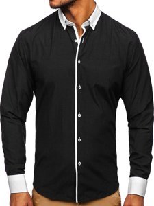 Camicia elegante a manica lunga da uomo nera Bolf 2782