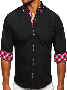 Camicia elegante a manica lunga da uomo nera Bolf 4704