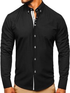 Camicia elegante a manica lunga da uomo nera Bolf 5796