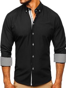 Camicia elegante a manica lunga da uomo nera Bolf 5796