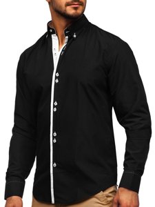 Camicia elegante a manica lunga da uomo nera Bolf 5797