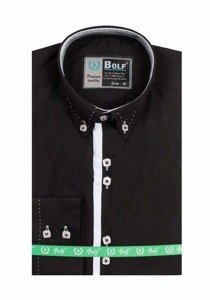 Camicia elegante a manica lunga da uomo nera Bolf 5814