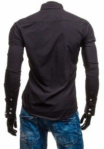 Camicia elegante a manica lunga da uomo nera Bolf 5814