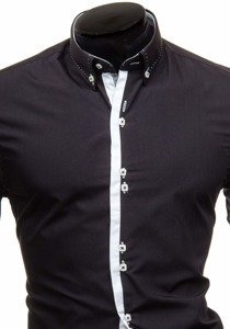 Camicia elegante a manica lunga da uomo nera Bolf 5814