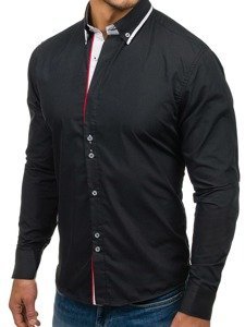 Camicia elegante a manica lunga da uomo nera Bolf 6857