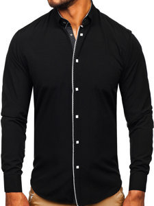 Camicia elegante a manica lunga da uomo nera Bolf 7724-1