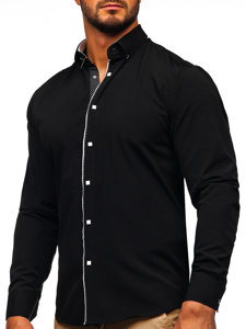 Camicia elegante a manica lunga da uomo nera Bolf 7724-1