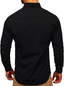 Camicia elegante a manica lunga da uomo nera Bolf 7724-1