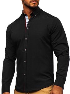 Camicia elegante a manica lunga da uomo nera Bolf 8839