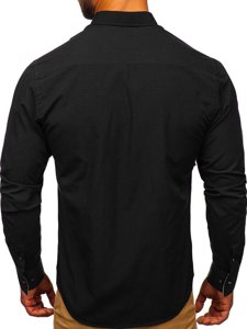 Camicia elegante a manica lunga da uomo nera Bolf 8839