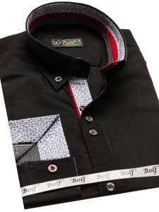 Camicia elegante a manica lunga da uomo nera Bolf 8839