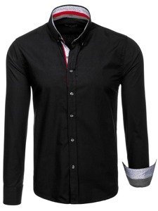 Camicia elegante a manica lunga da uomo nera Bolf 8839