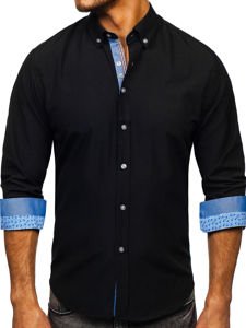 Camicia elegante a manica lunga da uomo nero Bolf 8838-1