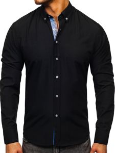 Camicia elegante a manica lunga da uomo nero Bolf 8838-1