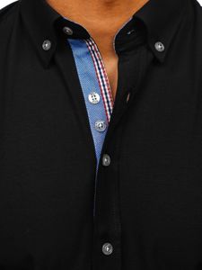 Camicia elegante a manica lunga da uomo nero Bolf 8838-1