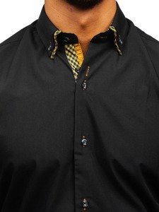 Camicia elegante a manica lunga da uomo nero-marrone Bolf 4708