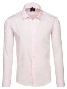 Camicia elegante a manica lunga da uomo rosa Bolf TS100