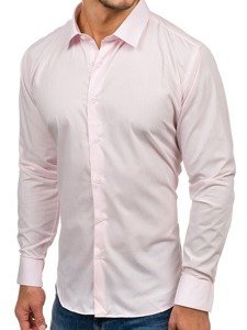 Camicia elegante a manica lunga da uomo rosa Bolf TS100