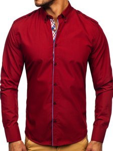 Camicia elegante a manica lunga da uomo rossa Bolf 1758