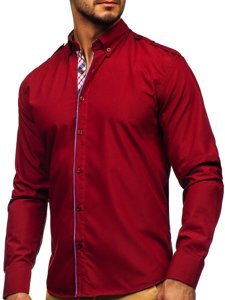 Camicia elegante a manica lunga da uomo rossa Bolf 1758