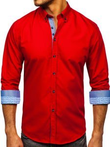 Camicia elegante a manica lunga da uomo rosso Bolf 8838-1