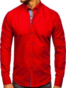 Camicia elegante a manica lunga da uomo rosso Bolf 8838-1