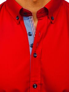 Camicia elegante a manica lunga da uomo rosso Bolf 8838-1