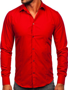 Camicia elegante a manica lunga da uomo rosso scura Bolf 1703