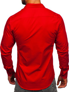 Camicia elegante a manica lunga da uomo rosso scura Bolf 1703