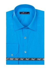 Camicia elegante a manica lunga da uomo turchese Bolf 1703