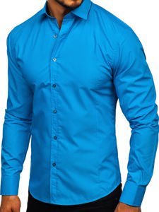 Camicia elegante a manica lunga da uomo turchese Bolf 1703