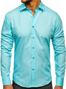 Camicia elegante a manica lunga da uomo verde chiara Bolf 1703