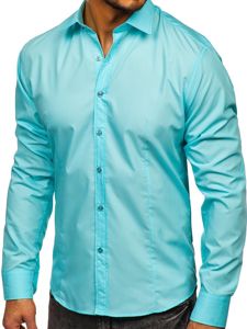 Camicia elegante a manica lunga da uomo verde chiara Bolf 1703