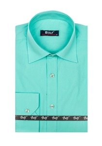 Camicia elegante a manica lunga da uomo verde chiara Bolf 1703