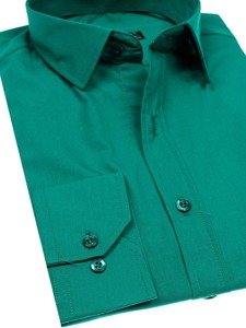 Camicia elegante a manica lunga da uomo verde scura Bolf 1703