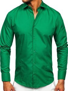 Camicia elegante a manica lunga da uomo verde scura Bolf 1703