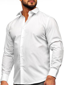 Camicia elegante a manica lunga tipo slim fit da uomo bianca Bolf MS13