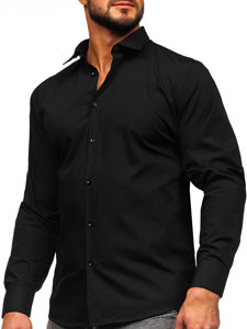 Camicia elegante a manica lunga tipo slim fit da uomo nera Bolf MS14