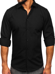 Camicia elegante a manica lunga tipo slim fit da uomo nera Bolf MS14