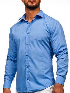 Camicia elegante a maniche lunghe da uomo azzurro Bolf 1703