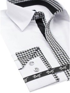 Camicia elegante a maniche lunghe da uomo bianca Bolf 6873